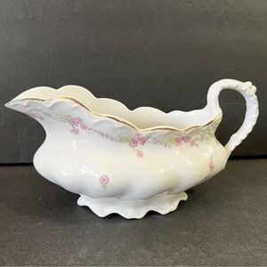 Johnson Bros Gravy Boat Pink Floral Chintz Romantic JB518 Green Stem Sauce